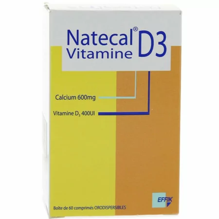 Natecal Vitamine D3 600 mg/400 UI 60 comprimés