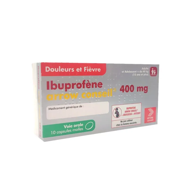 Ibuprofène 400mg Arrow Conseil 10 capsules molles - Univers Pharmacie