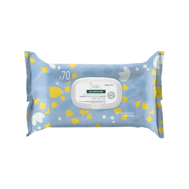 Klorane Bébé Lingettes Nettoyantes Douces X70 - Univers Pharmacie