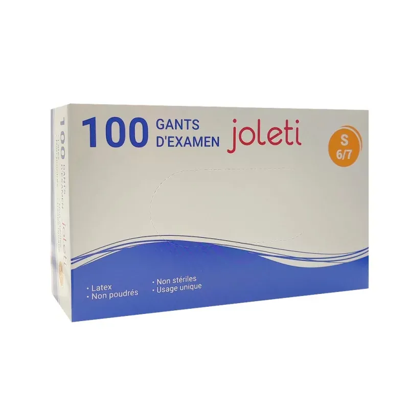 Joleti Gants d'Examen Latex Non Poudrés Taille S 6-7 X100 - Univers Pharmacie