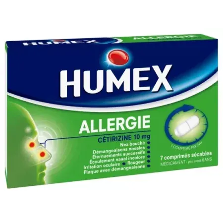 Humex Allergie Cétirizine 10mg 7 comprimés - Univers Pharmacie