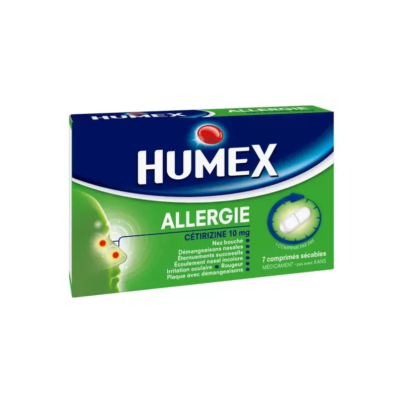 Humex Allergie Cétirizine 10mg 7 comprimés - Univers Pharmacie