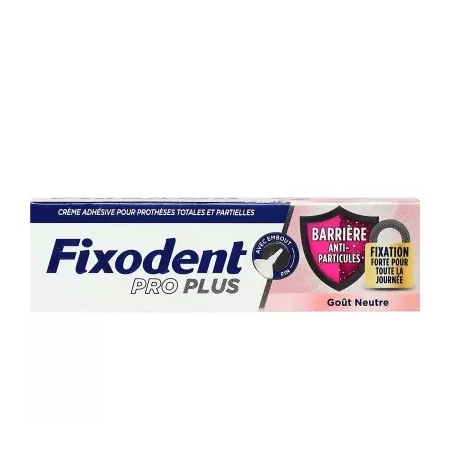 Fixodent Pro Plus Barrière Anti-particules Goût Neutre 40g - Univers Pharmacie