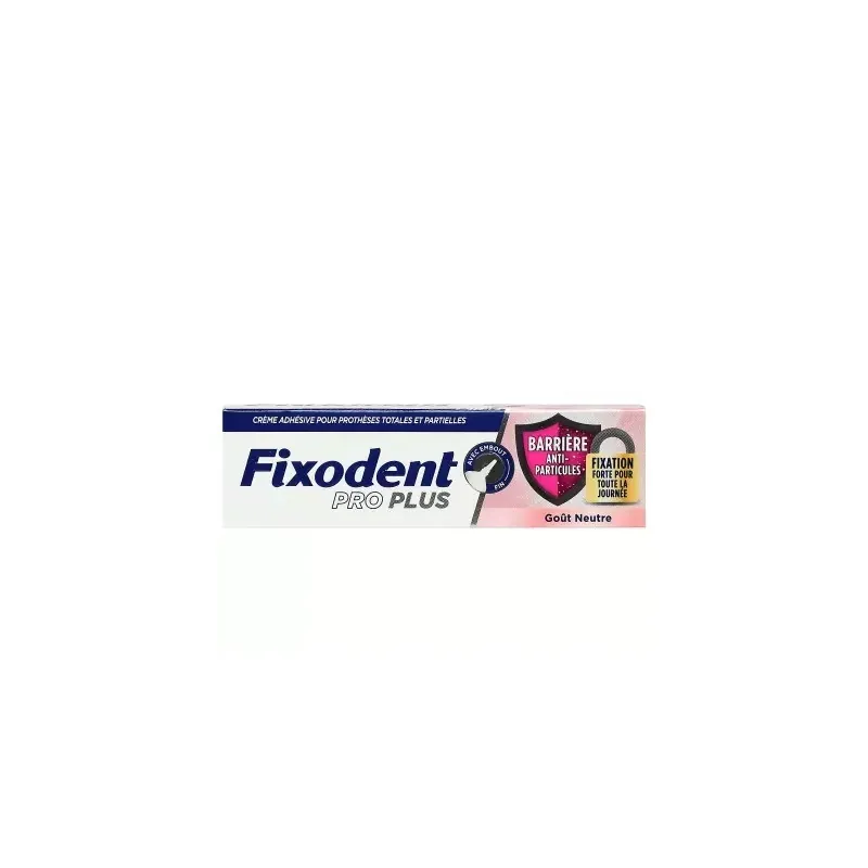 Fixodent Pro Plus Barrière Anti-particules Goût Neutre 40g - Univers Pharmacie