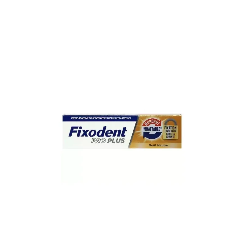 Fixodent Pro Plus Mordant Imbattable Goût Neutre 40g - Univers Pharmacie