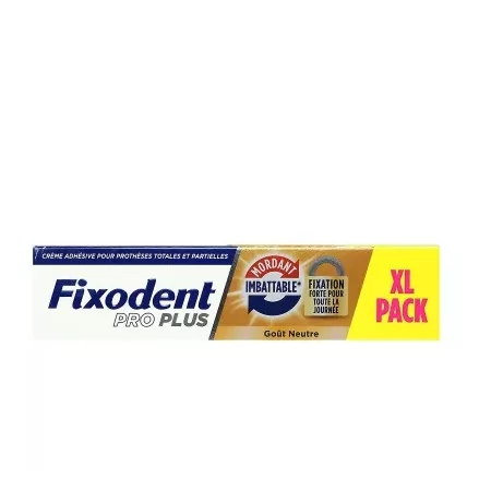 Fixodent Pro Plus Mordant Imbattable Goût Neutre 57g - Univers Pharmacie