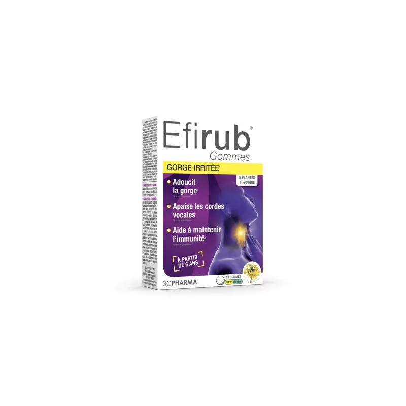 Efirub Irritée Citron 24 gommes - Univers Pharmacie