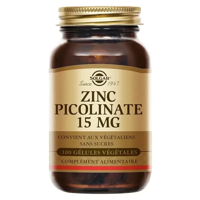 Solgar Zinc Picolinate 15mg 100 gélules végétales - Univers Pharmacie