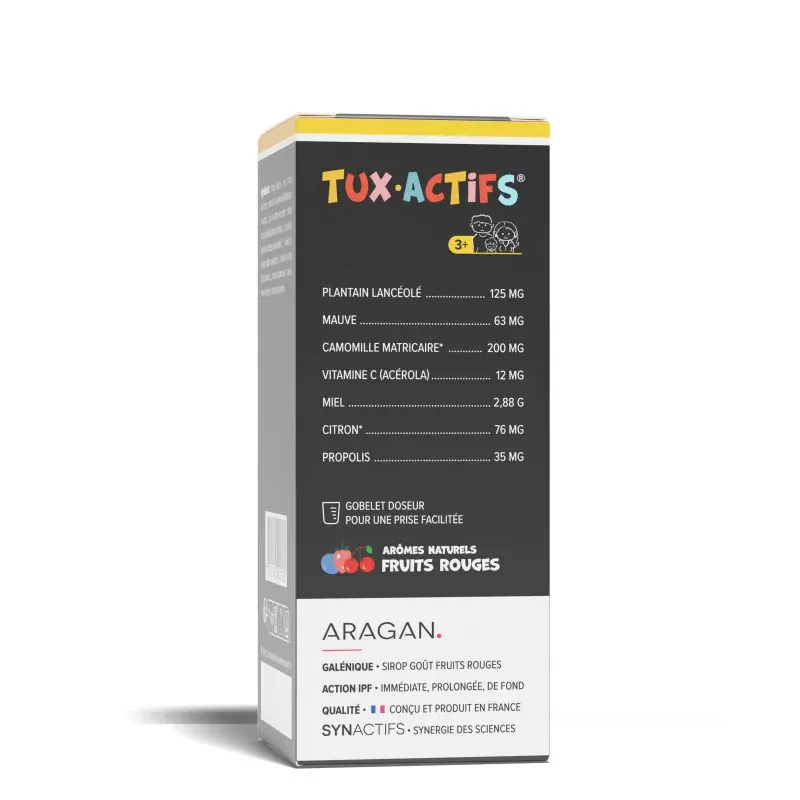SynActifs Tux Actifs 3+ Sirop Toux Arômes Naturels Fruits Rouges 125ml - Univers Pharmacie