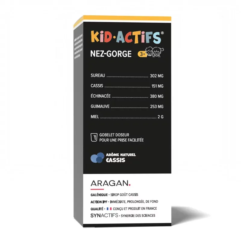Kidactifs Nez Gorge 3+ Sirop Goût Cassis 125ml - Univers Pharmacie