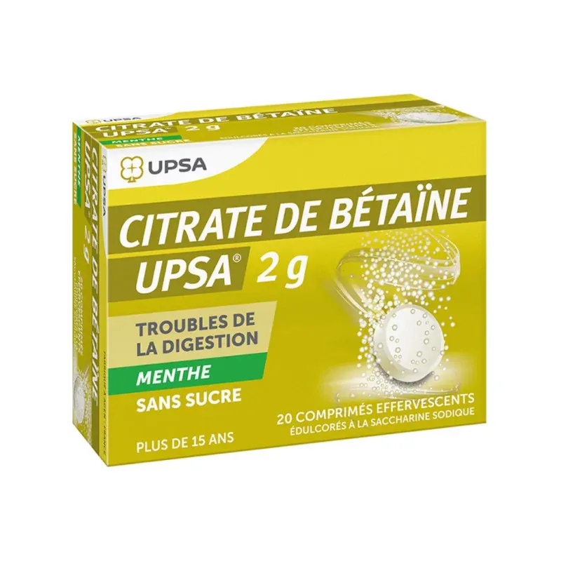 Upsa Citrate de Bétaïne 2g Menthe 20 comprimés effervescents - Univers Pharmacie