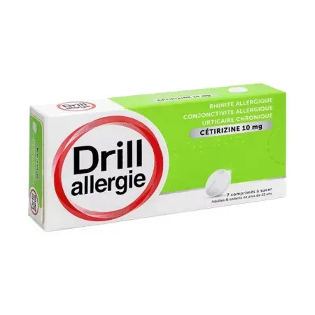Drill Allergie Cétirizine 10mg 7 comprimés à sucer - Univers Pharmacie