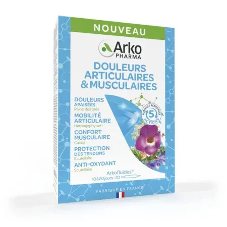 Arkopharma Arkofluides Douleurs Articulaires et Musculaires 20 ampoules - Univers Pharmacie