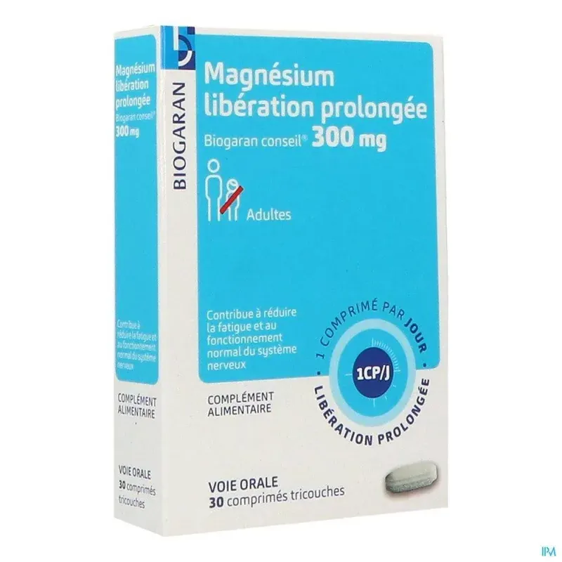 Biogaran Conseil Magnésium 300mg Libération Prolongée 30 comprimés tricouches - Univers Pharmacie