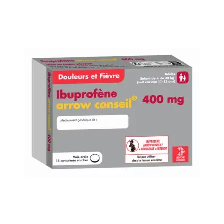 Ibuprofène 400mg Arrow Conseil 15 comprimés - Univers Pharmacie