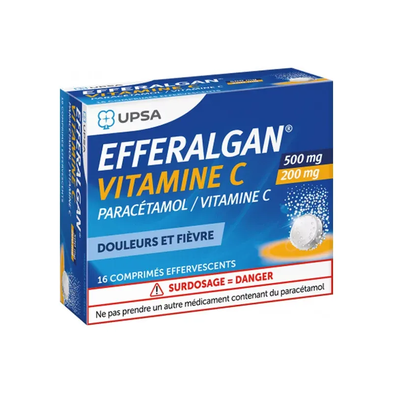 Efferalgan Vitamine C 500mg/200mg 16 comprimés effervescents - Univers Pharmacie