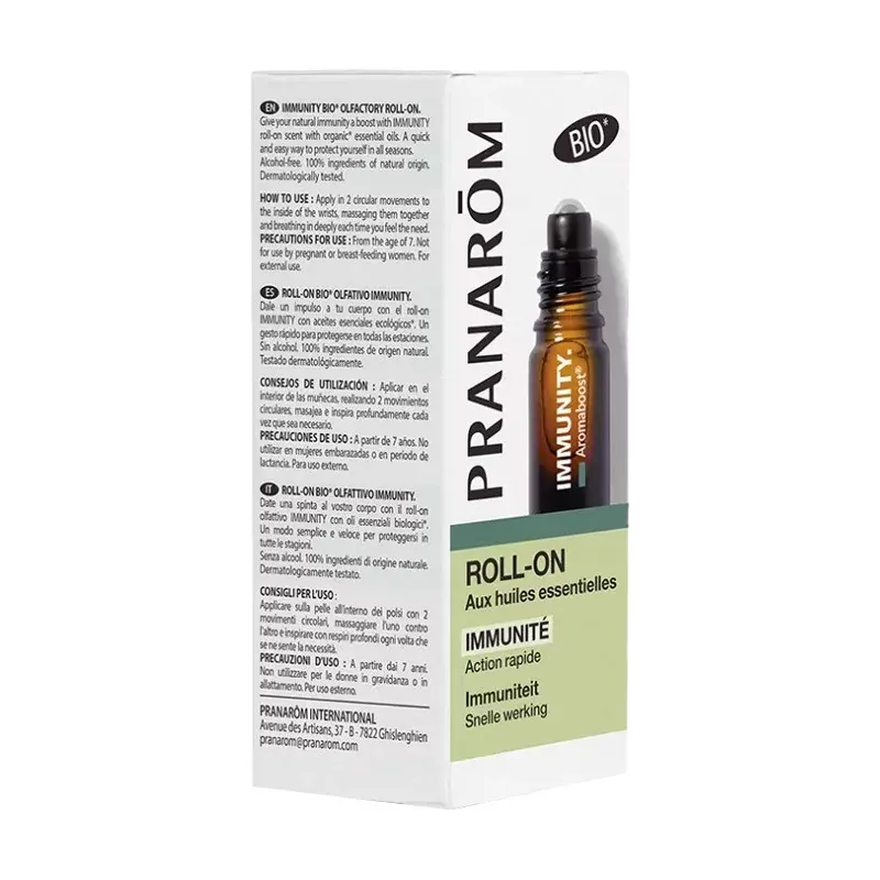 Pranarôm Aromaboost Roll-on Bio Immunité 5ml boite - Univers Pharmacie