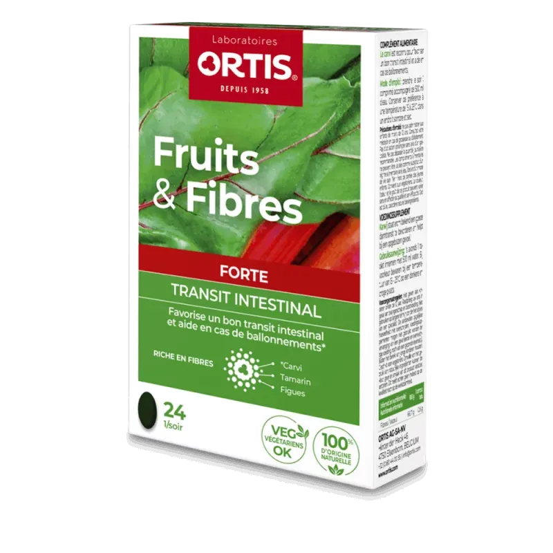 Laboratoires Ortis Fruits & Fibres Forte Transit Intestinal 24 comprimés - Univers Pharmacie