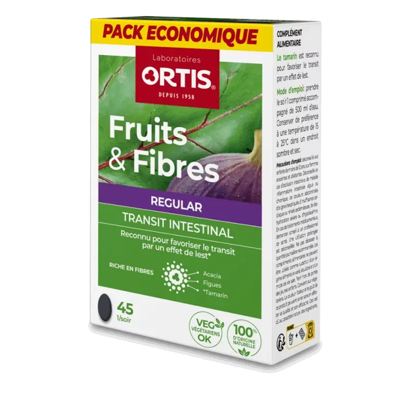 Laboratoires Ortis Fruits & Fibres Regular Transit Intestinal 45 comprimés - Univers Pharmacie