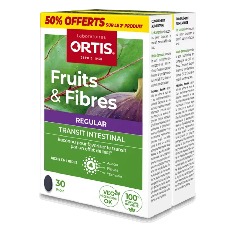 Laboratoires Ortis Fruits & Fibres Regular Transit Intestinal 2X30 comprimés - Univers Pharmacie