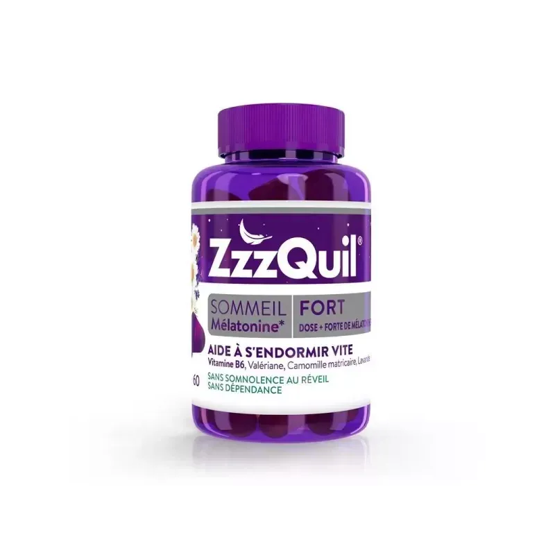 ZzzQuil Sommeil Fort Mélatonine 60 gommes - Univers Pharmacie