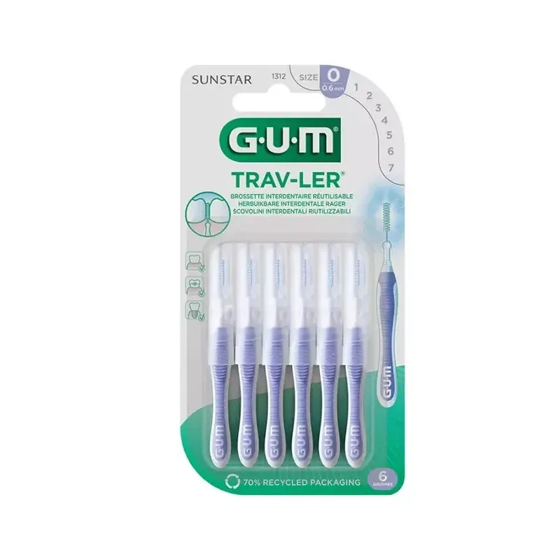 GUM Trav-Ler 1312 Brossettes Interdentaires 0,6mm X4 - Univers Pharmacie