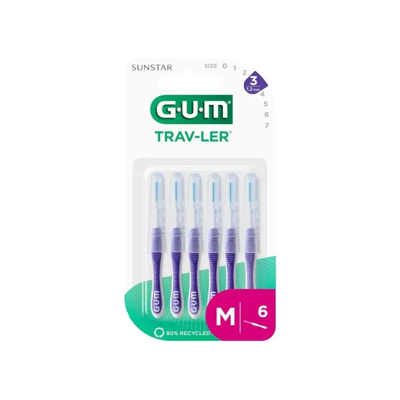 GUM Trav-Ler 1512 Brossettes Interdentaires 1,2mm X6 - Univers Pharmacie