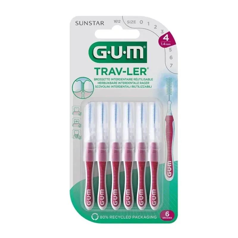 GUM Trav-Ler 1612 Brossettes Interdentaires 1,4mm X6 - Univers Pharmacie
