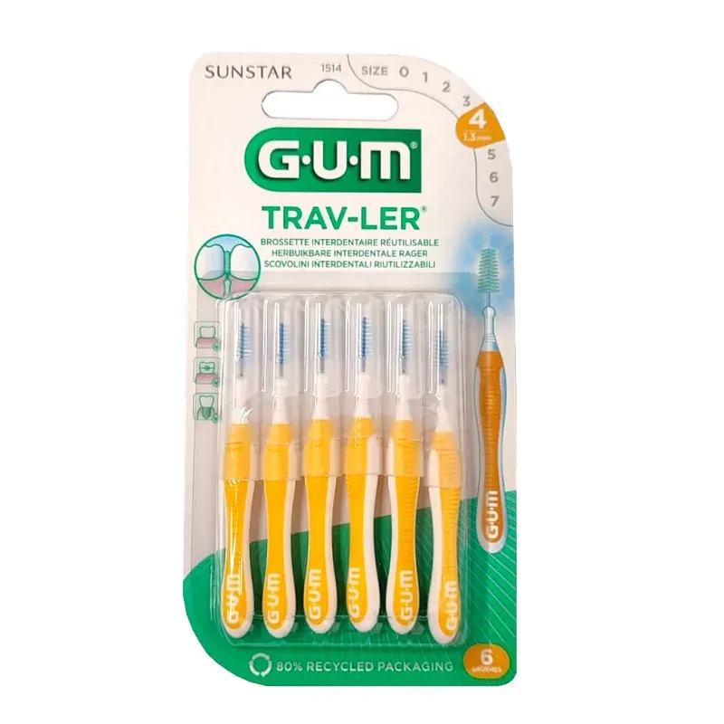 GUM Trav-Ler 1514 Brossettes Interdentaires 1,3mm X6 - Univers Pharmacie