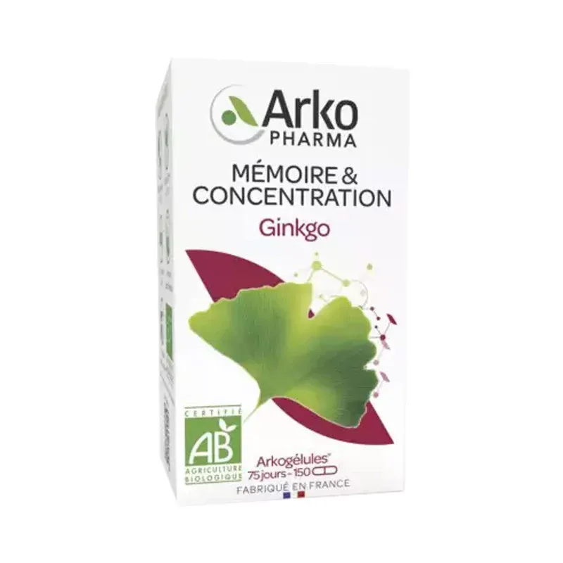 Arkopharma Arkogélules Ginkgo Bio Mémoire et Concentration 150 gélules Arkopharma Arkogélules Ginkgo Bio Mémoire et Concentration 150 gélules