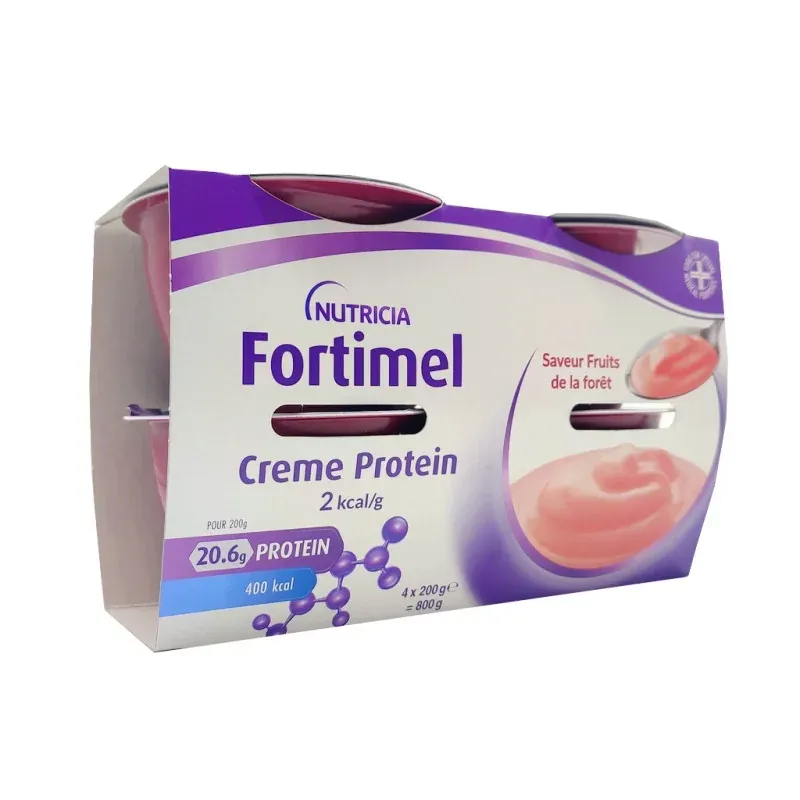 Nutricia Fortimel Creme Protein 2kcal/g Fruits de la Forêt 4X200g - Univers Pharmacie