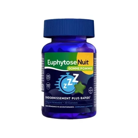 Euphytose Nuit 1mg de Mélatonine Pomme 30 gommes