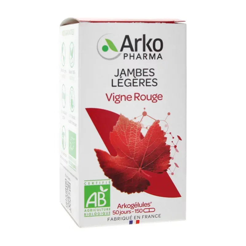 Arkopharma Arkogélules Vigne Rouge Bio Jambes Légères 150 gélules - Univers Pharmacie