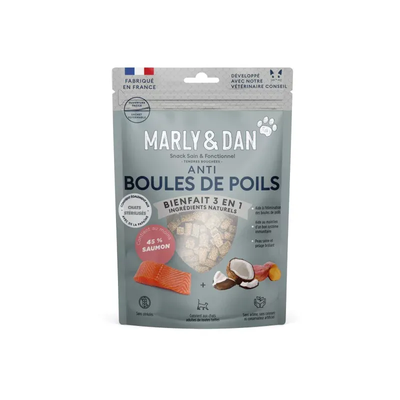 Marly & Dan Tendres Bouchées Anti Boules de Poils Chat 40g - Univers Pharmacie