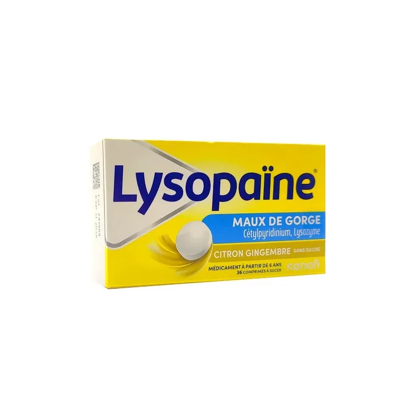 Lysopaïne Maux de Gorge Citron Gingembre 36 comprimés à sucer - Univers Pharmacie