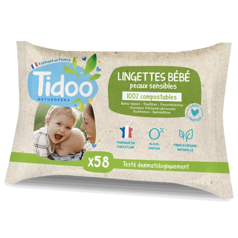 Tidoo Lingettes Bébé Peaux Sensibles X58 - Univers Pharmacie
