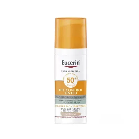 Eucerin Sun Protection Gel-Crème Solaire Oil Control Teinté Medium SPF50+ Visage 50ml - Univers Pharmacie