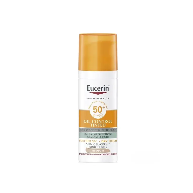 Eucerin Sun Protection Gel-Crème Solaire Oil Control Teinté Medium SPF50+ Visage 50ml - Univers Pharmacie