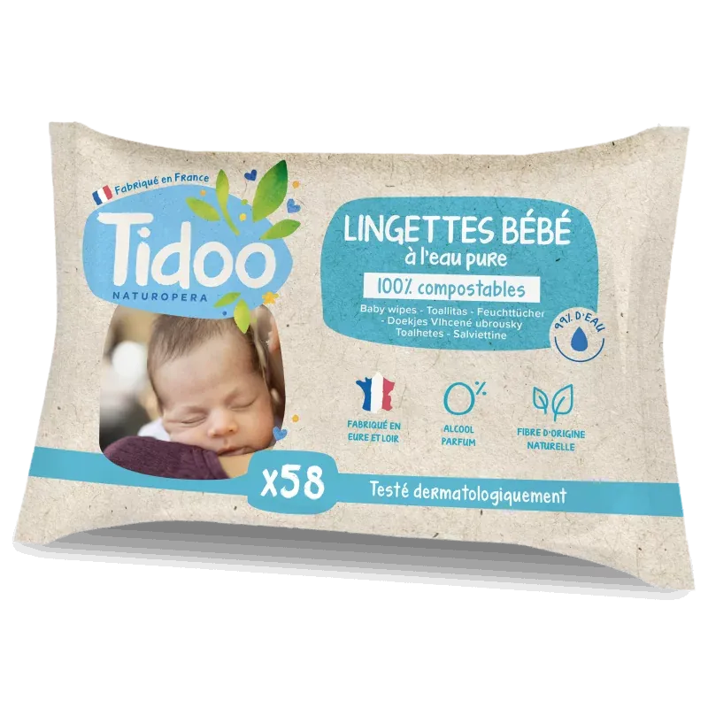 Tidoo Lingettes Bébé à l'Eau Pure X58 - Univers Pharmacie