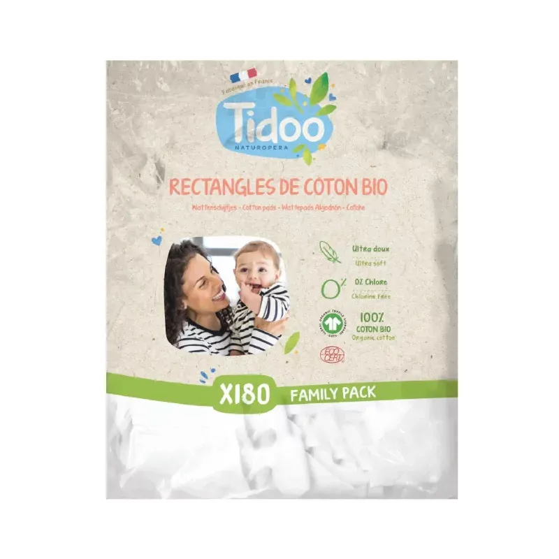 Tidoo Rectangles de Coton Bio X180 - Univers Pharmacie