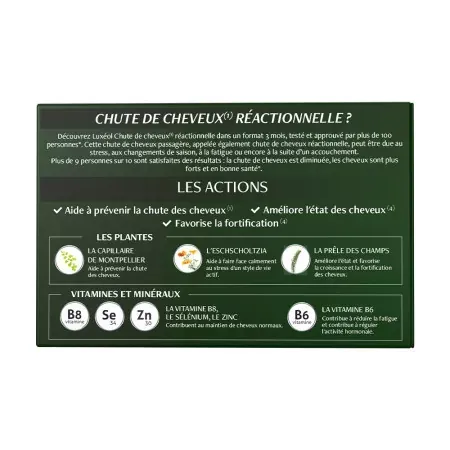 Luxéol Chute de Cheveux Réactionnelle Programme 3 Mois face arrière