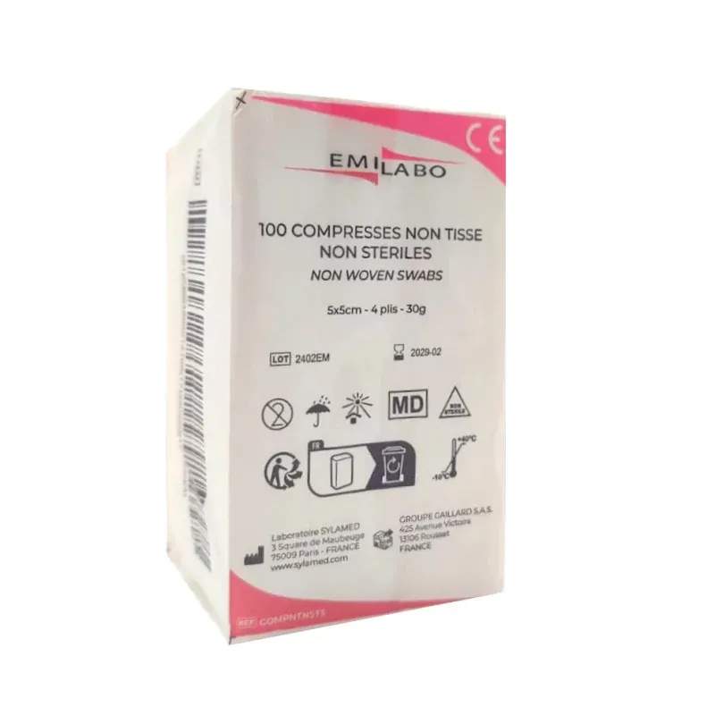 Emilabo 100 Compresses Non Tissé Non Stériles 5X5cm - Univers Pharmacie