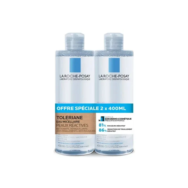 La Roche-Posay Toleriane Eau Micellaire Peaux Réactives 2X400ml - Univers Pharmacie