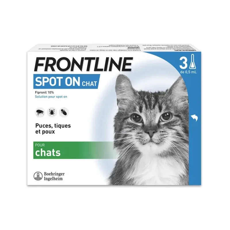 Frontline Spot On Chat 3X0,5ml - Univers Pharmacie Frontline Spot On Chat 3X0,5ml - Univers Pharmacie