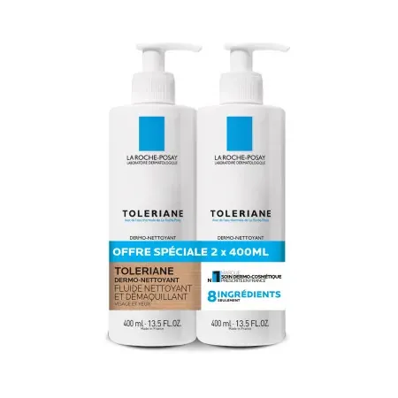 La Roche-Posay Toleriane Dermo-nettoyant Fluide Nettoyant Démaquillant 2X400ml - Univers Pharmacie