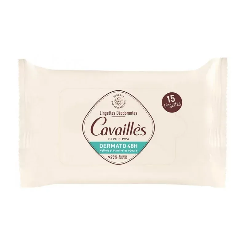 Cavaillès Lingettes Déodorantes Dermato 48H X15 - Univers Pharmacie