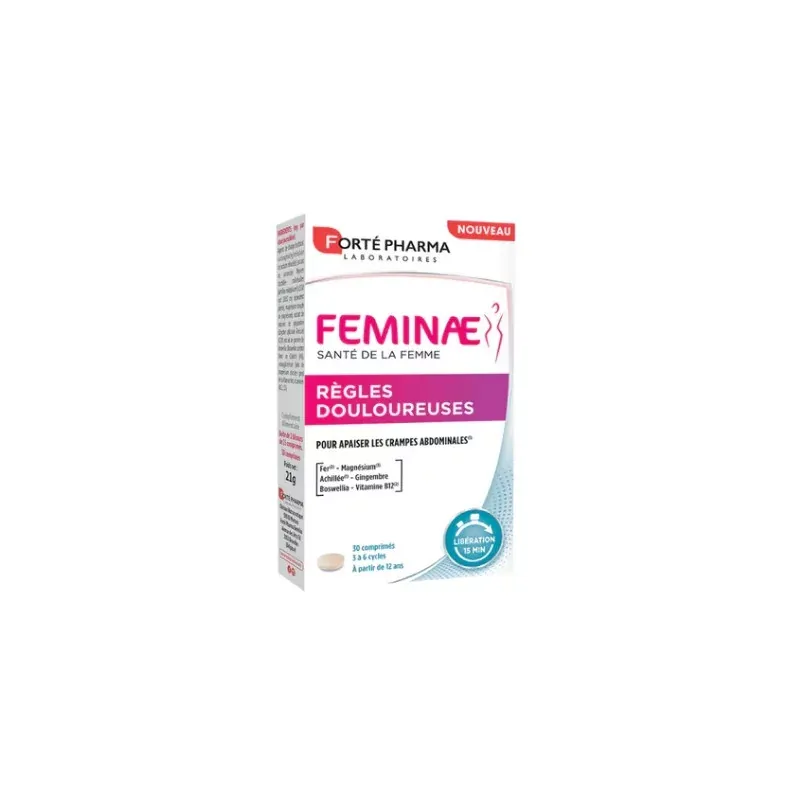 Forté Pharma Feminae Règles Douloureuses 30 comprimés - Univers Pharmacie Forté Pharma Feminae Règles Douloureuses 30 comprimés - Univers Pharmacie