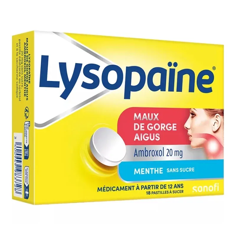 Lysopaïne Maux de Gorge Aigus Menthe 18 pastilles à sucer - Univers Pharmacie