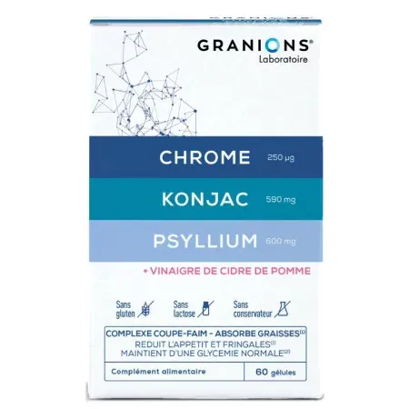 Granions Chrome Konjac Psyllium 60 gélules - Univers Pharmacie