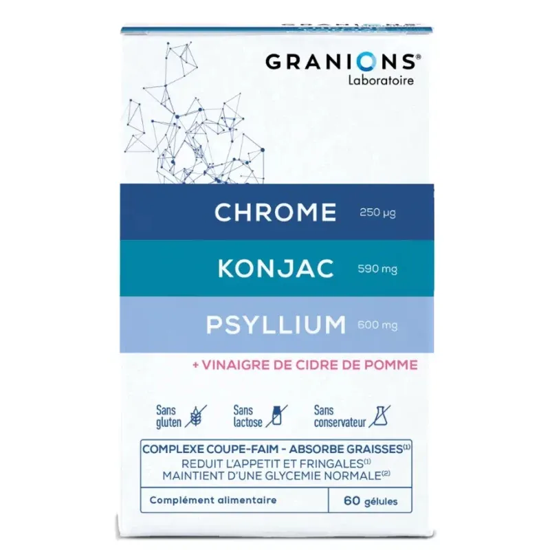 Granions Chrome Konjac Psyllium 60 gélules - Univers Pharmacie Granions Chrome Konjac Psyllium 60 gélules - Univers Pharmacie